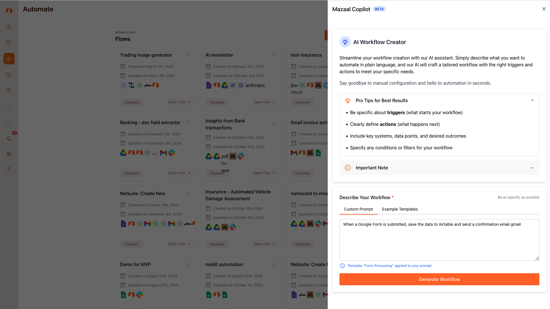 Copilot generates workflows