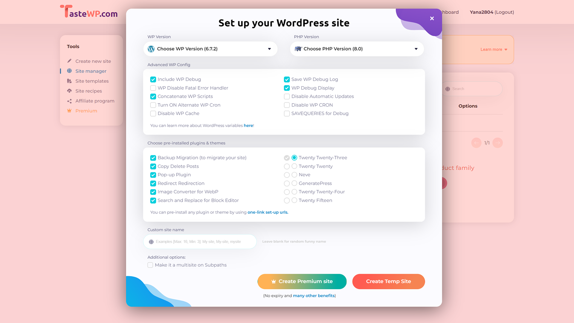 WordPress setup