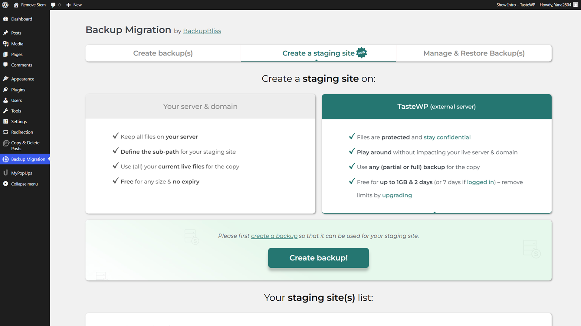 Backup migration